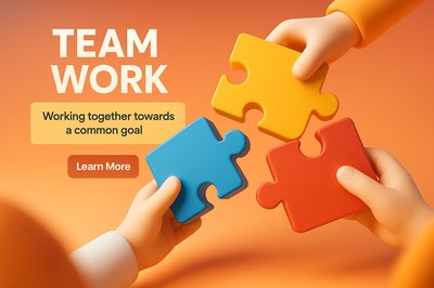 Teamwork Concept Illustration with Puzzle Pieces