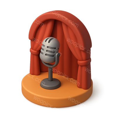 3D Standup Microphone Icon with Curtain