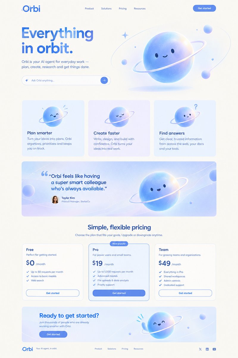 AI agent landing page design