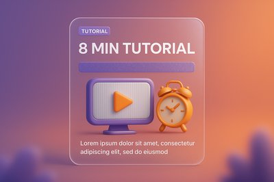 3D Web Design Tutorial with Play Button and Clock