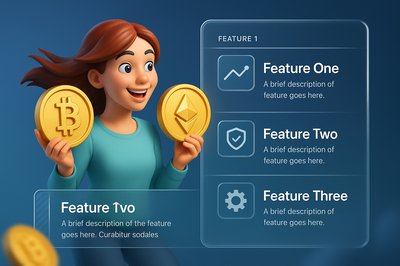 Woman with Cryptocurrency Coins in a Dynamic Design