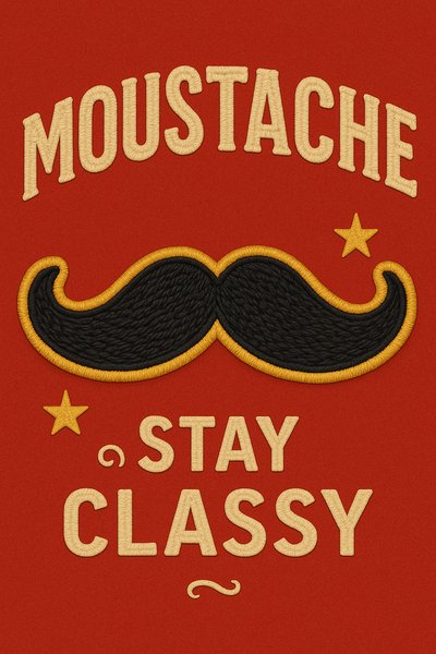 Whimsical Embroidered Design Featuring a Moustache