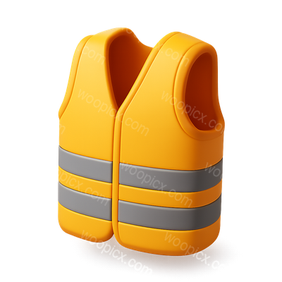 3D Isometric Safety Vest Icon with Transparent Background
