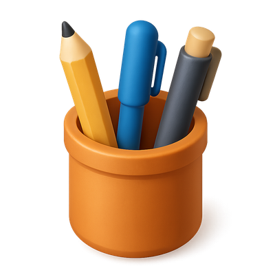 3D Pen Holder Icon with Colorful Pens