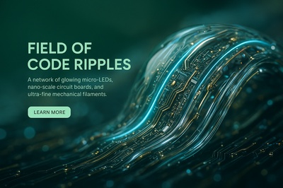Hyperrealistic Field of Code Ripples with Neon Accents