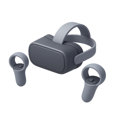 Stylish 3D VR Headset Icon with Controllers