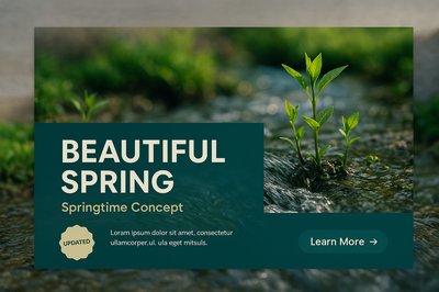 Beautiful Spring Stream with Green Plants - Springtime Concept