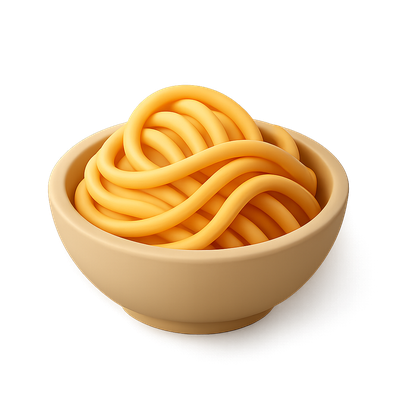 Stylized 3D Pasta Icon in a Bowl