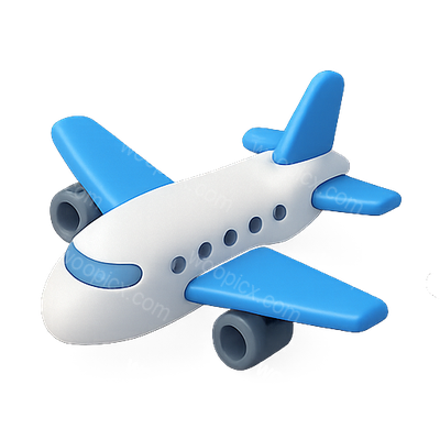 Stylized Blue and White Airplane Toy Graphic