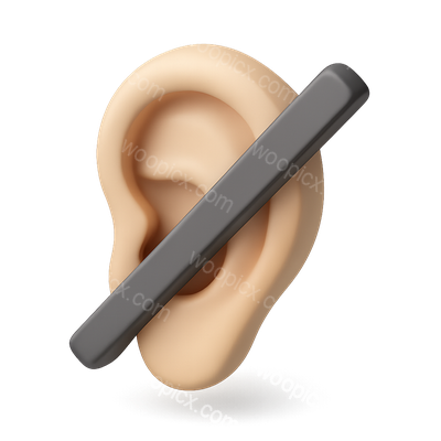 3D Ear Icon Design with Cross-Line