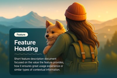 Scenic Mountain View with Backpacking Woman and Dog