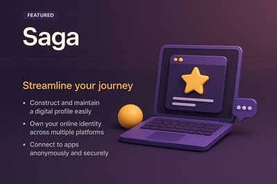 3D Illustration Landing Page for Saga with Feature Highlights