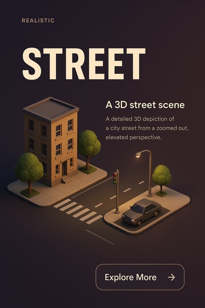 Elevated Perspective of a 3D Street Scene