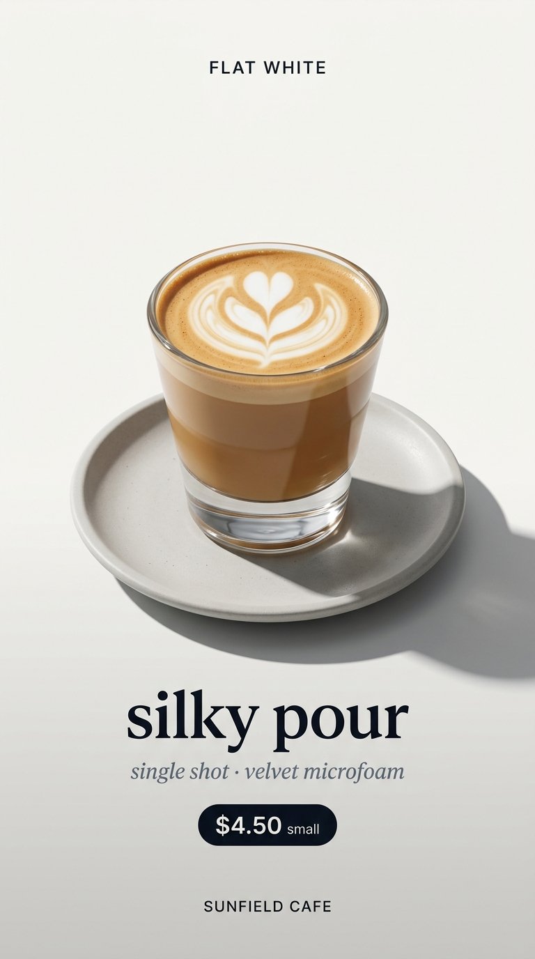 minimalist flat white coffee