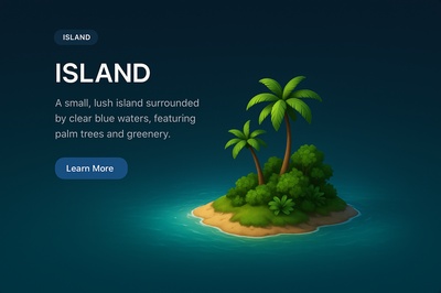 Detailed 3D Scene of a Lush Island with Palm Trees
