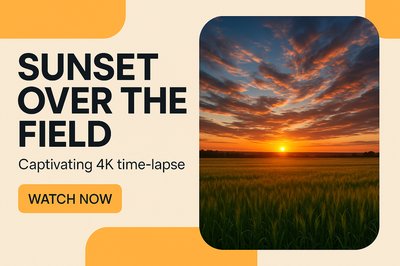 Majestic Sunset Display: Captivating 4K Time-lapse Over a Field