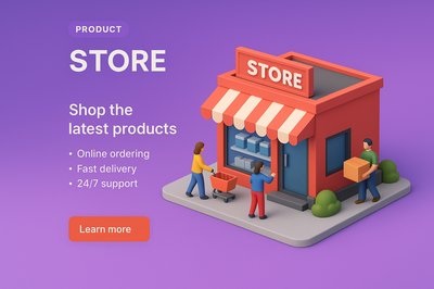 Miniature 3D Store Scene with Colorful Design Elements