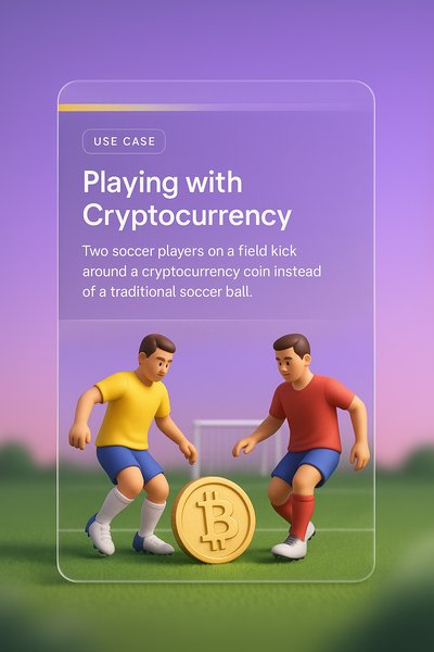 Soccer Players Engaging with Cryptocurrency Coin