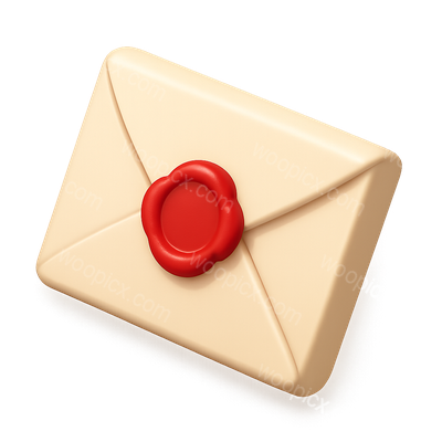 3D Render of a Sealed Envelope Icon with Red Wax Seal