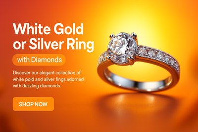 Stunning White Gold or Silver Ring with Diamonds Promotional Image