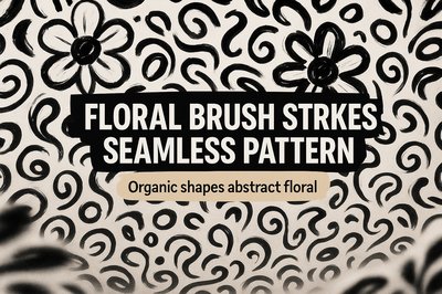Seamless Floral Pattern Design with Abstract Shapes