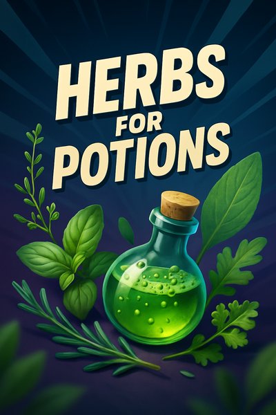 Dynamic Illustration of Herbs for Potions in Vibrant Colors
