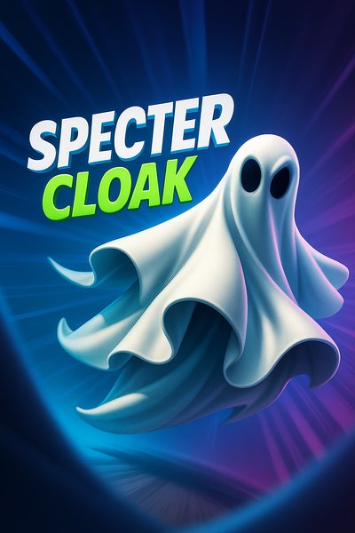 Dynamic Specter Cloak Illustration with Bold Title