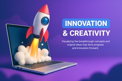 Rocket Launching from Laptop Screen: Innovation Concept