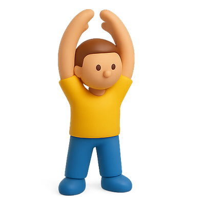 3D Character Illustration of a Joyful Boy