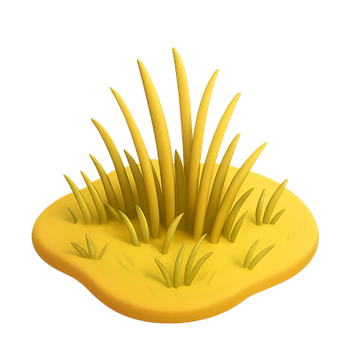 3D Icon of Tall Grass Prairie with Transparent Background