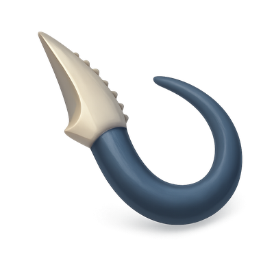 Stylized 3D Stingray Barb Tail Icon Design