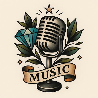Vintage Microphone Illustration with Decorative Elements