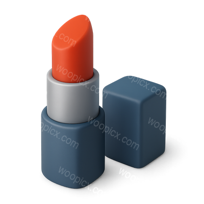 Stylish 3D Lipstick Icon with Cap in Isometric View