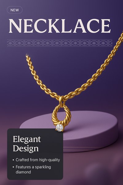 Elegant Modern Necklace Design in 3D Illustration