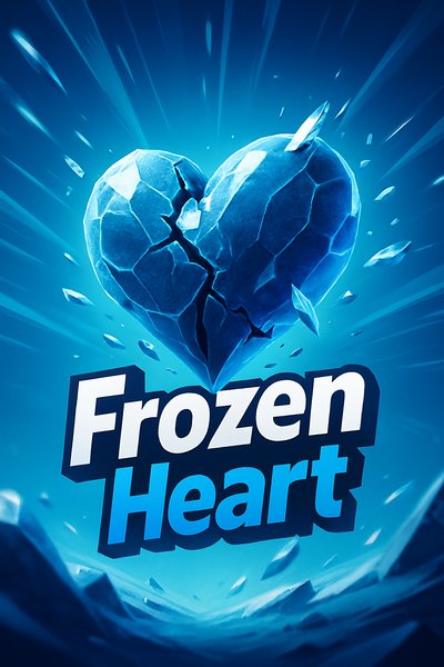 Dynamic Frozen Heart Illustration with Bold Typography