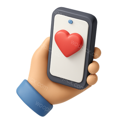 3D Heart Icon on Smartphone in Hand