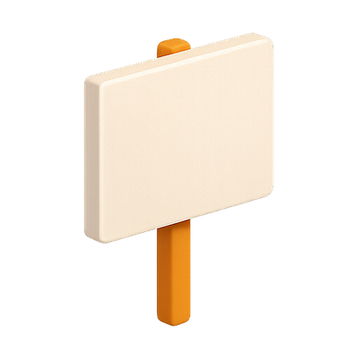 Simple Blank Signpost Icon with Orange Base