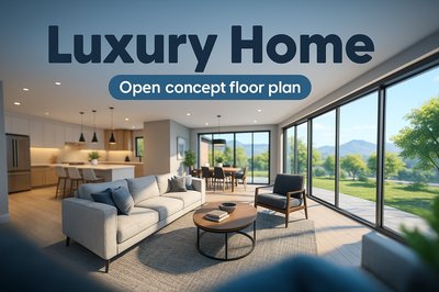 Elegant Open Concept Living Room in Luxury Home Design