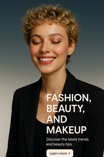Blonde Model Smiling in Fashion and Beauty Context