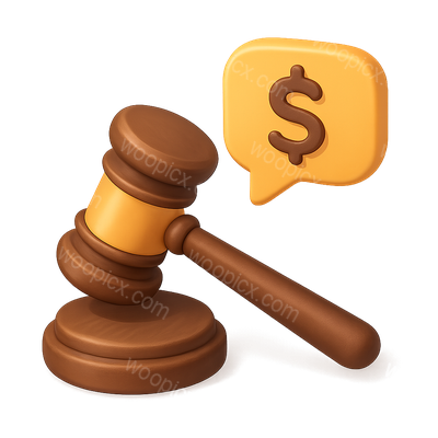 3D Auction Gavel with Price Bubble Icon Design