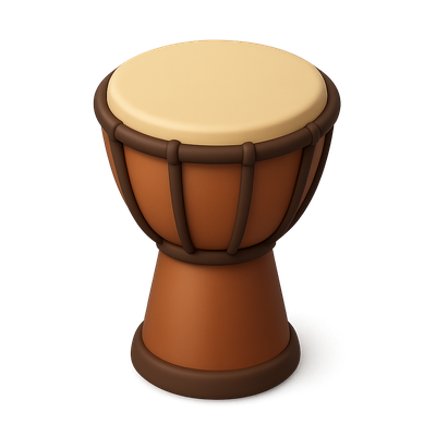 Stylized 3D African Drum Icon with Isometric View