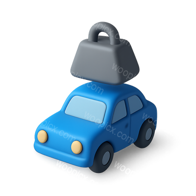 3D Car Icon with Weight Above in Isometric View