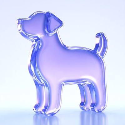Stylized Transparent Dog Figurine in Soft Colors