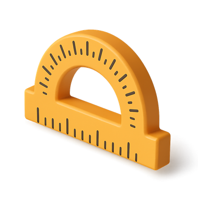 Stylish 3D Protractor Icon with Isometric Design