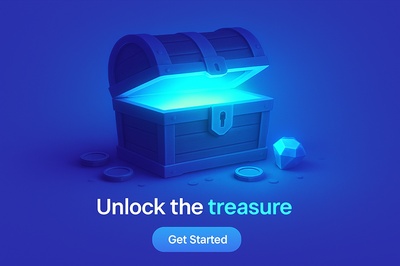 Glowing Blue Treasure Chest with Fluorescent Light