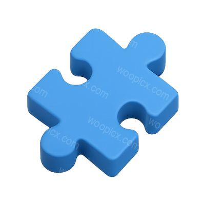 3D Blue Puzzle Piece on White Background