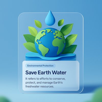 3D Illustration for Water Conservation and Environmental Protection