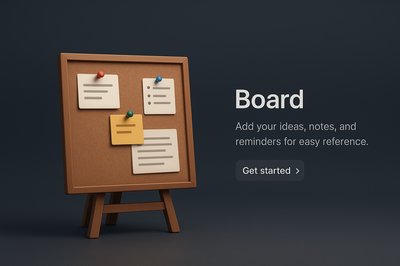 Detailed 3D Scene of a Board with Notes in Dark Background