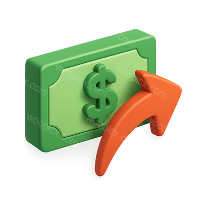 3D Money Transaction Icon with Arrow Design