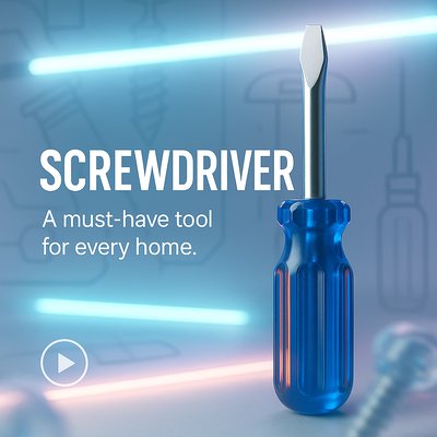 3D Render of a Blue Screwdriver with Modern Design